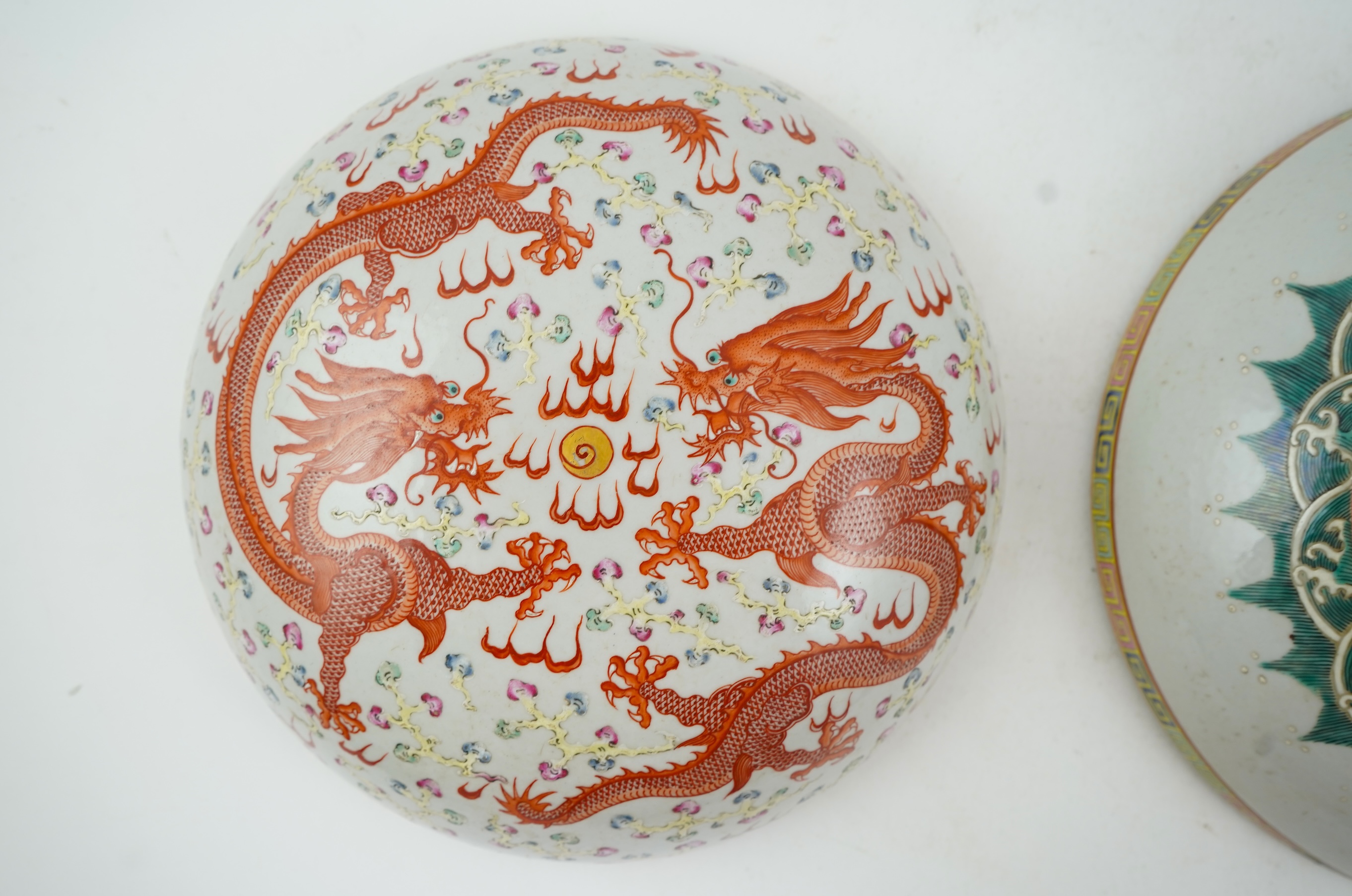 A Chinese enamelled porcelain ‘dragon’ box and cover, Guangxu mark